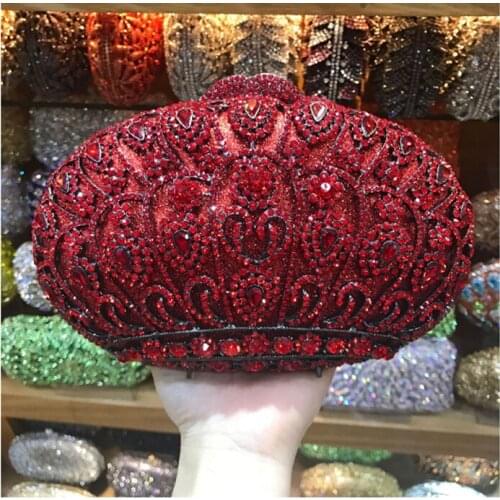 Women lantern red mini crystal evening bags purple party bags luxury diamante pink wedding bridal soiree clutch purse clutch bag