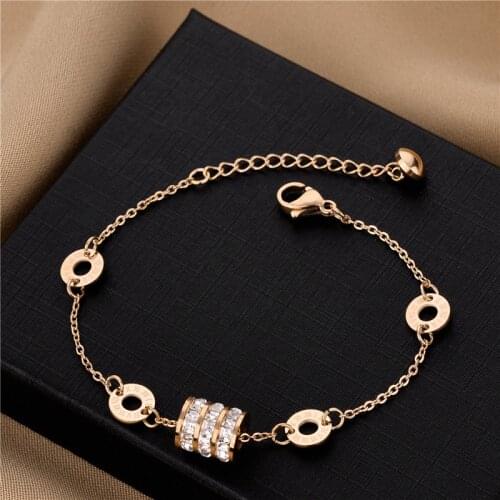 2021 New Roman Numerals Accessories Luxury Zircon Ladies Bracelet Women High Quality Never Fade Stainless Steel Bracelets Female