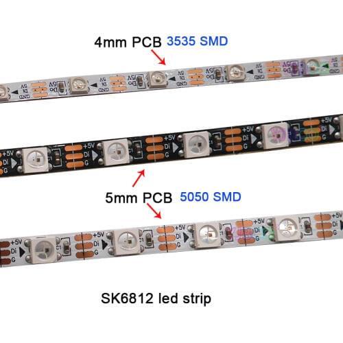 1m DC5V 4mm/5mm/7mm PCB addressable SK6812 5050 SMD 3535 RGB flexible LED strip 60/144 pixels/m IP30 led strip free shipping