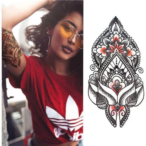 1pcs Sexy Indian Totem Small Full Flower Arm Temporary Waterproof Tattoo Stickers for Women Men Body Art