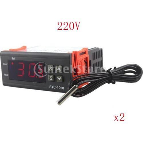2 PIeces Digital Temperature Controller Outlet Thermostat, 2-stage, w/ Sensor