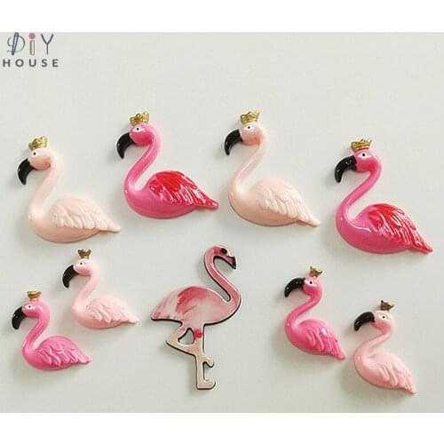 5/10Pcs Beautiful Flamingo Flat Back Planar Resin Accessories DIY Craft Supplies Phone Shell Jewelry Ornaments Decor Material