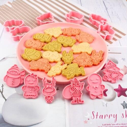 6pcs/set NEW Cartoon 3D Cookie Cutters Christmas Biscuit Mold Baking Mold Cake Party Decorating Tools Press Cookie Cutter Mold