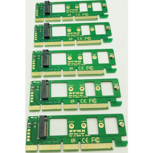 5PCS NGFF M.2 NVME AHCI SSD to PCI-E PCI Express 3.0 x4 x16 Adapter Riser Card M key Connector for XP941 SM951 PM951 A110 M2 SSD