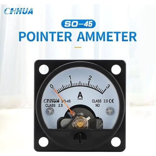 CHHUA SO-45 DC Ammeter Analog Pointer Meter DC1A2A3A5A10A15A20A30A Electrical Testing Current Tester