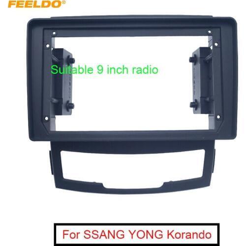 FEELDO Car 2 Din Radio Fascia Frame Adapter for SSANG YONG Korando 2010-2013 9 Ich Stereo Audio Panel Mount Dash Frame