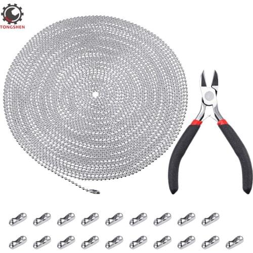 2.4mm Stainless Steel Ball Bead Chain 5m Ball Chain Necklace Bead with Matching Connector Metal Ball Chains For Diy Jewelry Acc