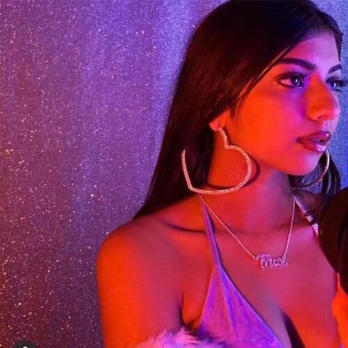 European and American trendy fashion shiny Rhinestone Earrings love heart-shaped womens Retro party temperament accessories