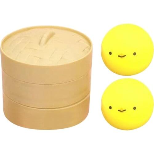 F3ME Soft Steam Stuffed Bun Squeeze Toy Handhold Anti-Stress Sensory Fidget Steam Cutie Dumpling Rubber Steam Bun Novelty Toy