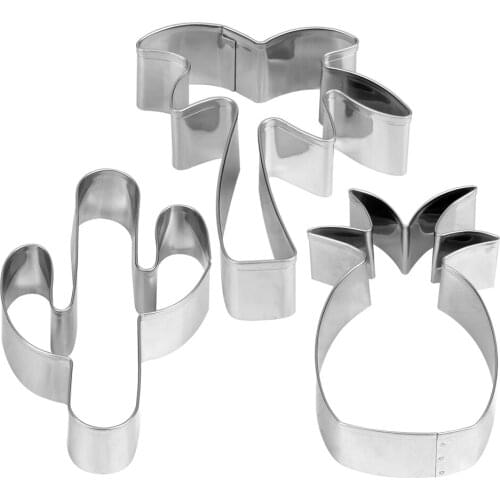 Biscuit Mold Stainless Steel Cookie Cutters Coconut Tree Pineapple Cactus Baking Mould Cake Embossing Kitchen Bakery Tool