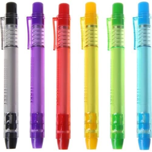 Creative Press Type Pen Shape Eraser Writing Drawing Pencil Erase Student School Office Stationery Learning Painting Accessory