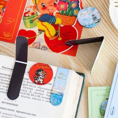 Magnetic Bookmarks Oil Painting Page Clips For Students Teachers School Home Office Supplier