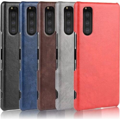 Fashion Litchi Skin PU Leather Hard Back Cover Sony Xperia 1 5 8 10 II III Plus Case For Sony 1II 1III 5II 10II 10III Phone Bag