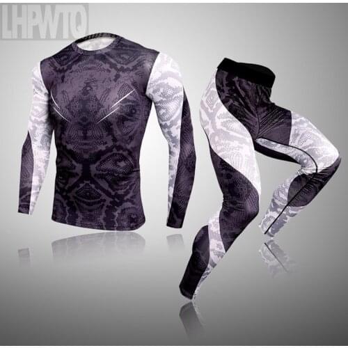 Mens Compression Sportswear Suits Gym Tights Training Snakeskin pattern Clothes Jogging Sports Set Running Tracksuit Quick Dry