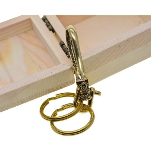 Men Punk Brass Skull Clasp Hook Car Keychain Key Pants Wallet Chain