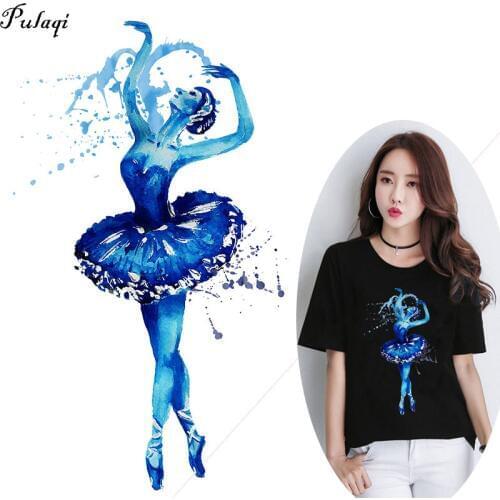Thermo Stickers On Clothes Fashion Ballet Girl Iron On Patches Stripes Transfer Fusible Clothing Application Of One Custom Patch
