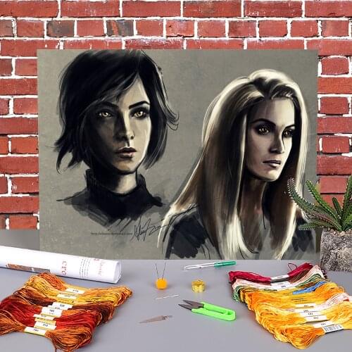 Doodles Printed Fabric 11CT Cross-Stitch Full Kit DIY Embroidery DMC Threads Painting Sewing Handmade Knitting Floss