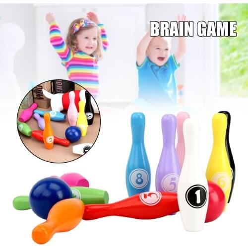 New Wooden Bowling Toy With Number Printed Including 10 Pins And 2 Balls Toddler Indoor Outdoor Activity Play Game Jeux