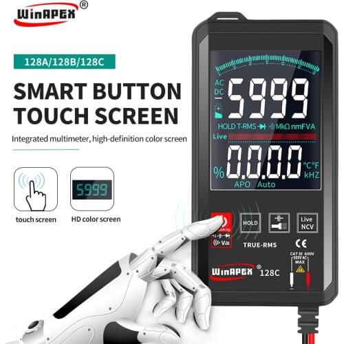 2021 New Multimeter Digital HY128A 128B 128C Pocket Touch Screen Auto Range 6000 Counts AC DC Voltage Ohm Hz NCV True RMS Tester