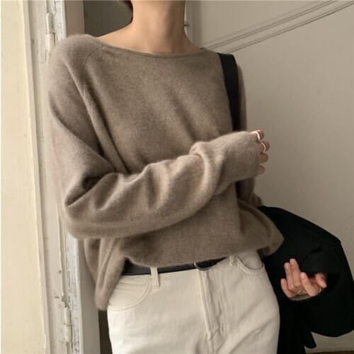 Autumn and winter new cashmere sweater women round neck pullover ladies sweater long-sleeved wild loose wool short base sweater
