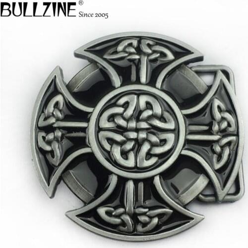 Bullzine zinc alloy western knot belt buckle cross belt buckle pewter finish FP-02155 luxurious cowboy jeans gift belt buckle