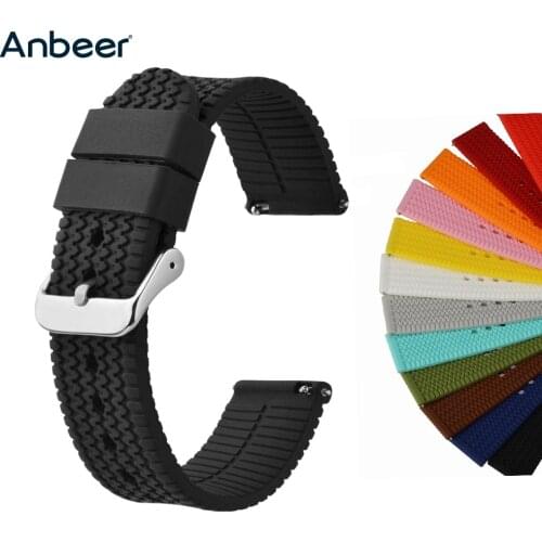 Anbeer Silicone Watch Band,Men Women Watch Replacement Strap,Sport Style Waterproof Rubber Bracelet 18mm 20mm 22mm 24mm