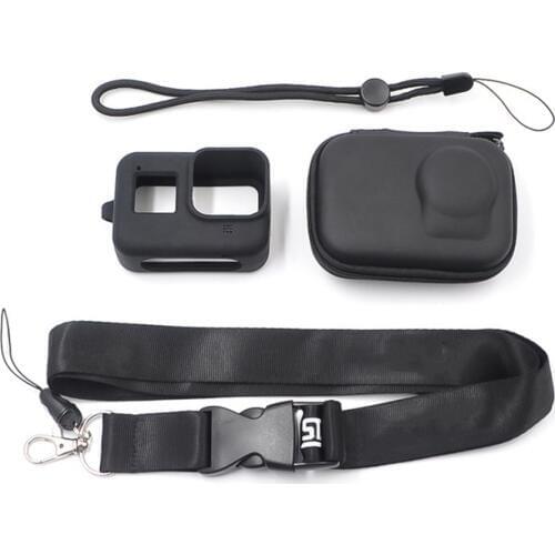 4 in 1 Silicone Camera Protective Case Storage Bag Hand Strap Neck Lanyard for GoPro Hero 8 Sports Camera Accessories
