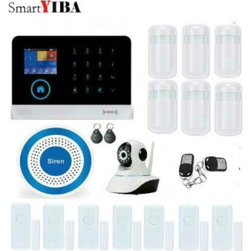SmartYIBA WIFI GSM Alarm Home Security Kit APP Control RFID LCD Voice Touch Keypad Alert System Burglar Alarm