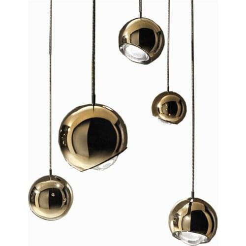 Nordic luxury gold luster ball glass pendant lights living room designer metal study bedroom bar bedsides hanging lamps lighting