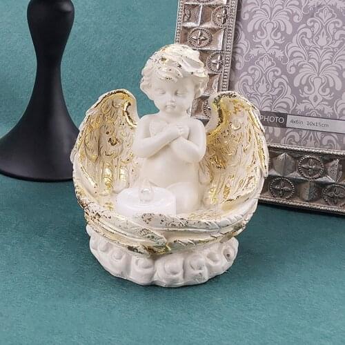 Modern Desktop Decor Angel Shaped Resin Statue Ornament Decorative Artware for Living Room Bedroom