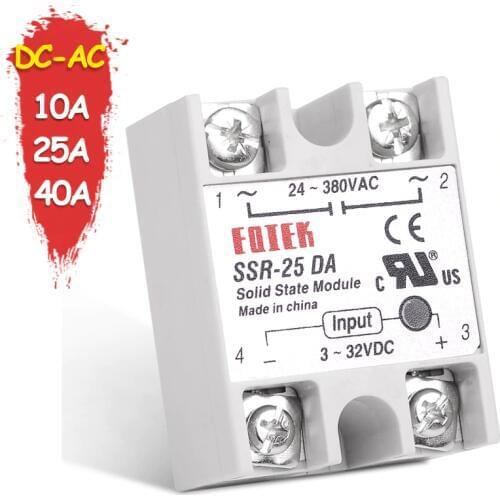 SINOTIMER Solid State Relay SSR-10DA SSR-25DA dc-ac 10A 25A 40A actually 3-32V DC TO 24-380V AC SSR relay No Protection