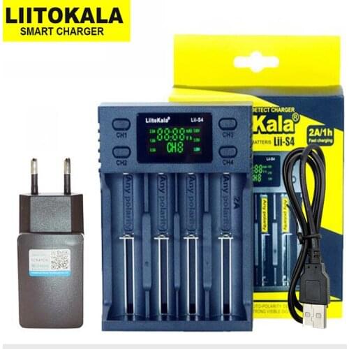 Liitokala Lii-S4 4 slots Charger for 18650 18350 18500 16340 21700 20700B 10440 14500 26650 1.2V AA AAA NiMH lithium-battery