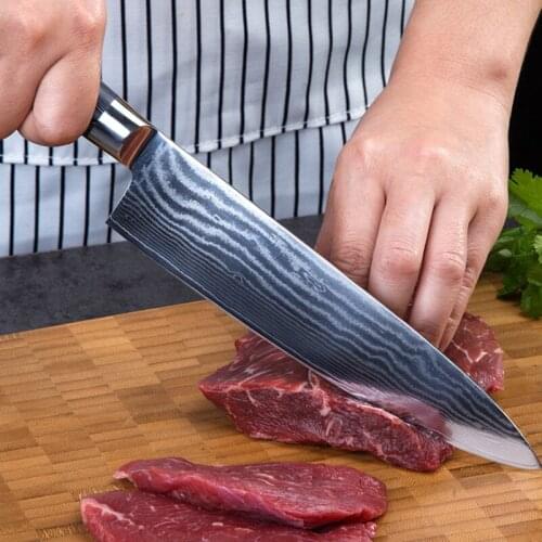 7" inch Utility Knife Multipurpose Damascus Kitchen Chef Knives Japanese VG10 Steel Sharp Blade G10 Handle Cutter Tool