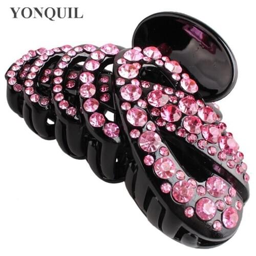 Vintage Colorful Rhinestone Claw Crab Blingbling Shining Hair Clips Clamp for Ladies Women Crystal Hairpin Accessories