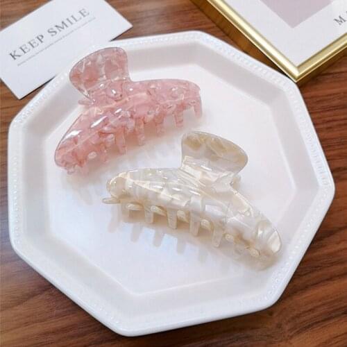 Korean Style Geometric Acetate Hair Claws Big Size Hair Crabs Clip Pink Color Hair Clamps For Women Fashion Hair Accessories
