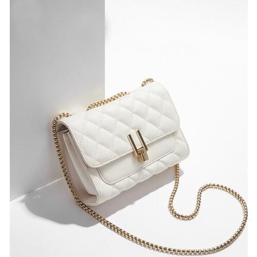 PU Leather Women Shoudler Bag Plaid Ladies Crossbody Bag Chain Trendy Candy Color Small Flap Shopping Handbag Bolso