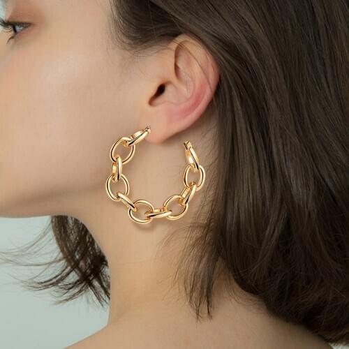 Womens Earrings Gold Round Hoop Drop Earrings for Women 2020 Vintage Statement Geometric Circle Earrings Trend Female Jewelry