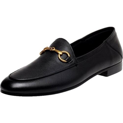 2021 summer autumn fashion flat womens shoes comfortable real leather materials fine metal fasteners decorative shoes