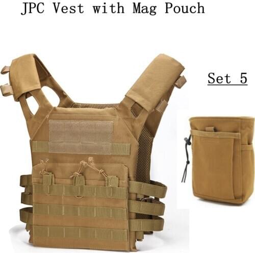 Tactical Combat JPC Vest Set Hunting Outdoor CS Game Paintball Protective Plate Carrier Waistcoat Airsoft Vest +Maggazine Pouch