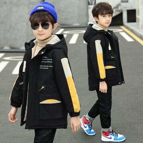 Winter 5-15Years Boys' Plush Coat 2020 New Clothes Childrens Outwear Foreign Style Hooded Warm Jacket For Kids Windbreaker