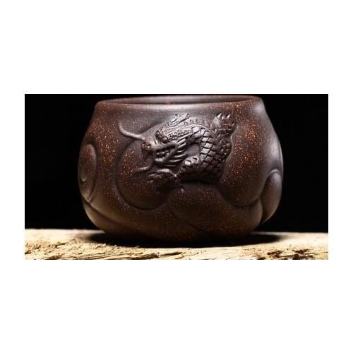 1 cup 110ml Yixing original ore purple sand tea small cup handmade tea ceremony zero with fish dragon cup