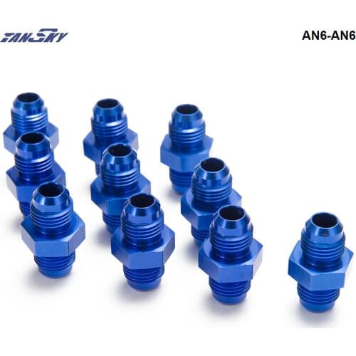 10PCS/LOT Aluminum Straight Fuel Fittings Adaptor Male Blue AN6-AN6 Thread For All Oil coole / Fuel Tank LineAN6-AN6