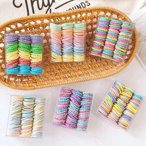 100PCS Baby Girls Rubber Bands Scrunchy Elastic Hair Bands Candy Colors Kid Headband Hair Ties Accessories For Hair Thinning