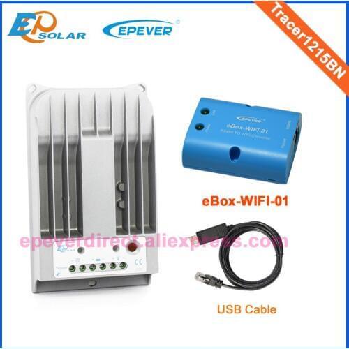12v 24v 10A 10amp solar charger Tracer1215BN mppt EPEVER regulators with USB cable and eBOX-WIFI-01 connect function
