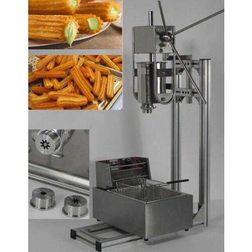 3L Capacity Commerical churros maker machine with 6L Gas Deep Fryer and three size churros models
