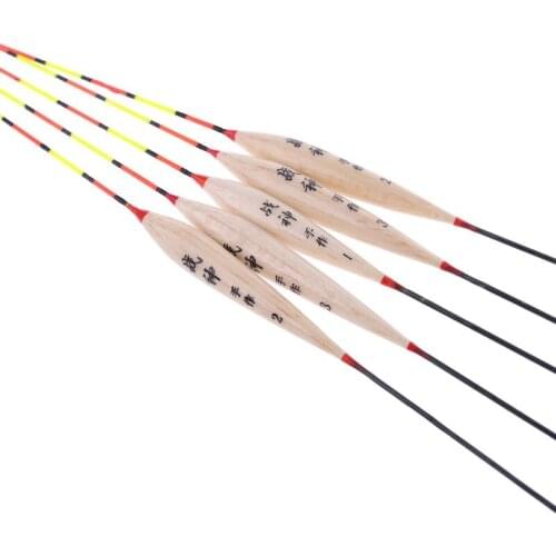 5 Pcs Fishing Float Night Luminuous Tackle Glow Stick Wood Accessories With Lead