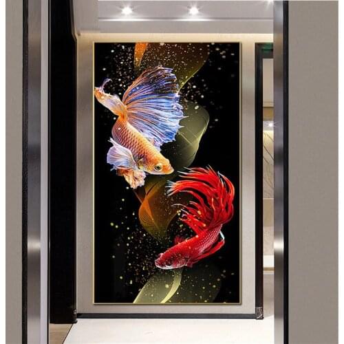 50x100cm Diamond Embroidery Colorful Fish Koi,5D Diy Drill mosaic pattern rhinestones Of Picture Diamond painting Animal,EE1635