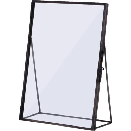 Antique Brass & Glass Freestanding Picture Picture Photo Frame Office Decor