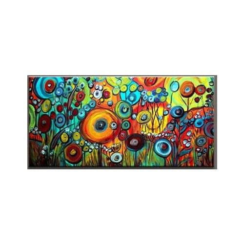 Large Modern Abstract Hand-Painted Oil Painting on Canvas Unframed 24"x48"