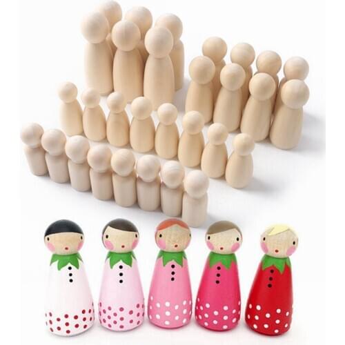 50Pcs/Set Decor Dolls Wood Peg Dolls Maple Unpainted Handmade Unfinished Dolls Teething Toys Set Wooden Blank Children Goods